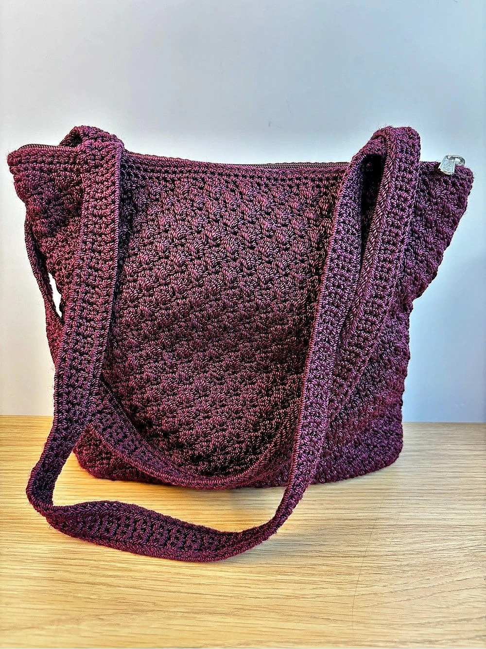 The Sak x Elliott Lucca Crocheted Shoulder Bag in Burgundy